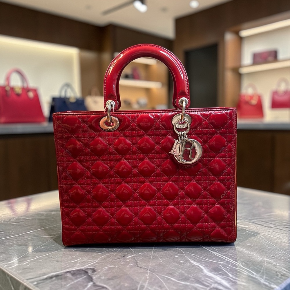 Lady Dior in Cherry Red with Signature Cannage Stitching